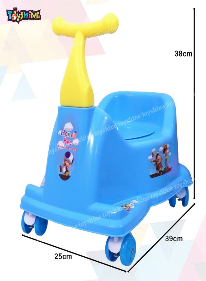 توي شاين 2 في 1 كرسي ركوب ومرحاض، مقعد مرحاض لتدريب الأطفال على استخدام المرحاض - أزرق وأخضر - سكوتر ركوب - أزرق - Image 5