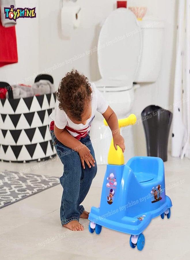 توي شاين 2 في 1 كرسي ركوب ومرحاض، مقعد مرحاض لتدريب الأطفال على استخدام المرحاض - أزرق وأخضر - سكوتر ركوب - أزرق - Image 4