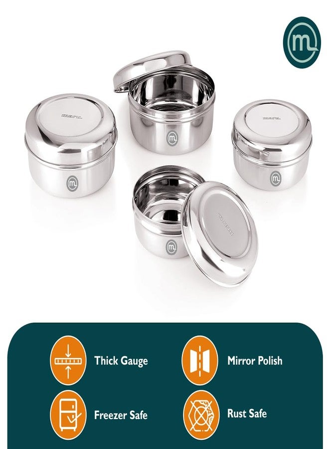 Mishaa Stainless Steel Container Set with Lids, Durable Kitchen Storage Boxes for Food, Multipurpose Steel Dabba Set for Kitchen Organization, Storage containers set (ROUND SHAPE) - Image 5