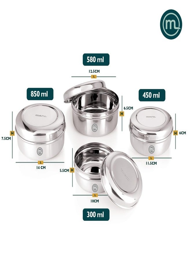 Mishaa Stainless Steel Container Set with Lids, Durable Kitchen Storage Boxes for Food, Multipurpose Steel Dabba Set for Kitchen Organization, Storage containers set (ROUND SHAPE) - Image 2