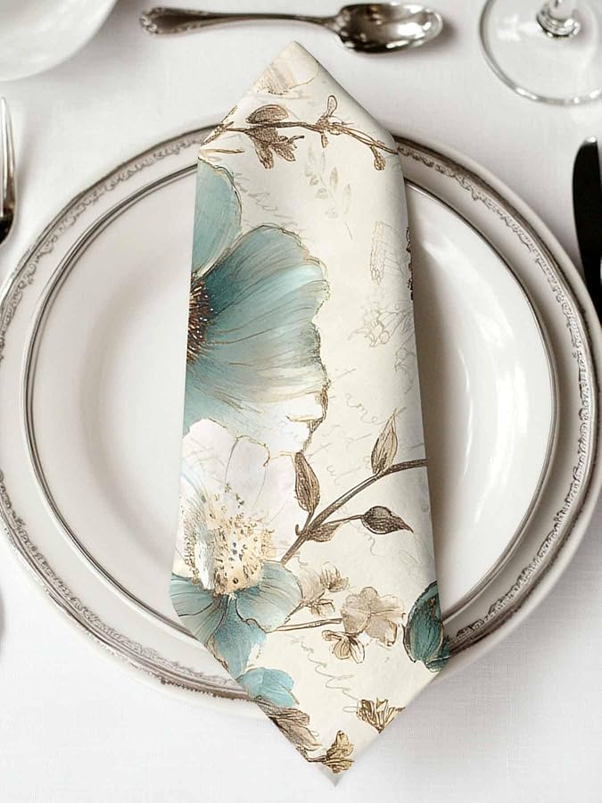 مناديل قماشية باللون الفيروزي مجموعة من 6 قطع قابلة للغسل وإعادة الاستخدام مقاس 20×20 بوصة للمطبخ وحفلات الزفاف - Image 3