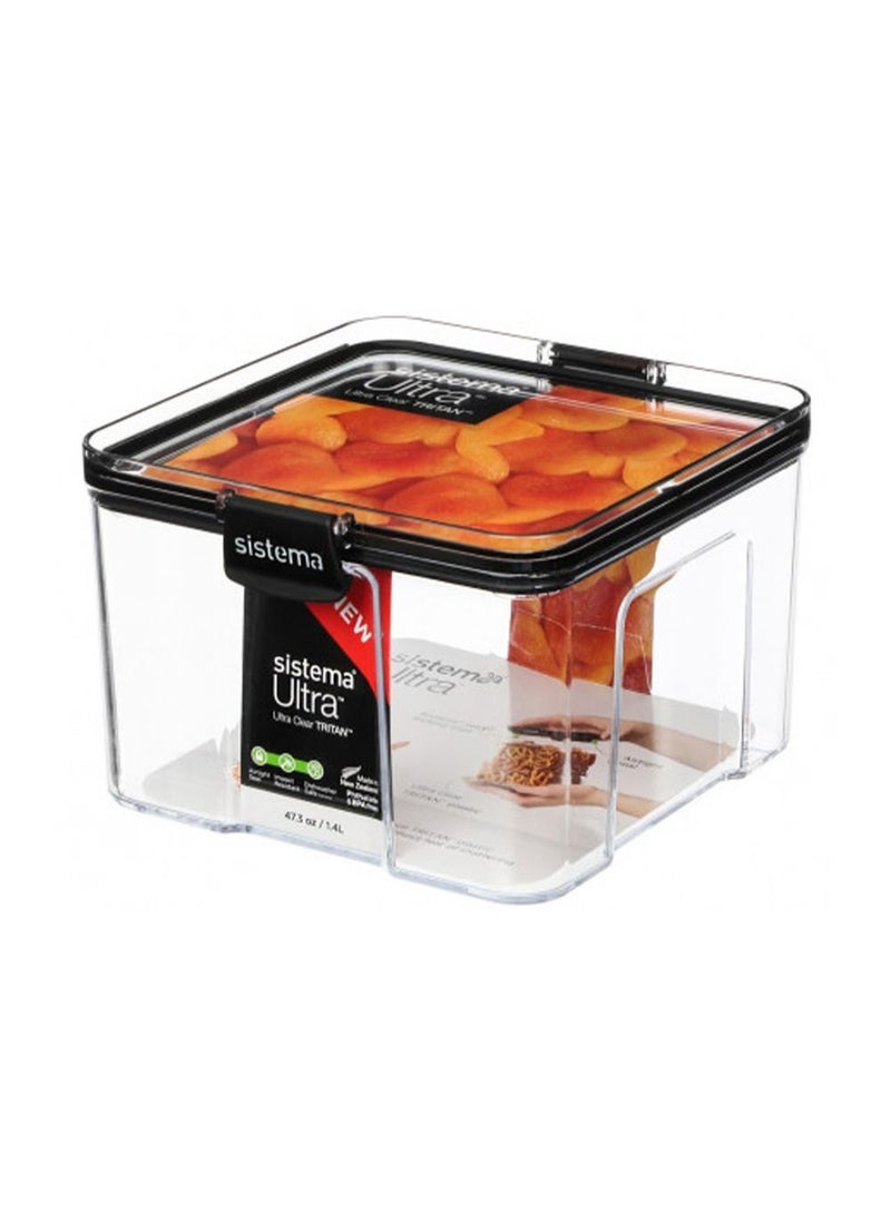 sistema Sistema Tritan Ultra Square 1.4L, stackable container, comes with clear finish, durable and shatter proof. Is dishwasher safe and BPA Free.  - Image 1