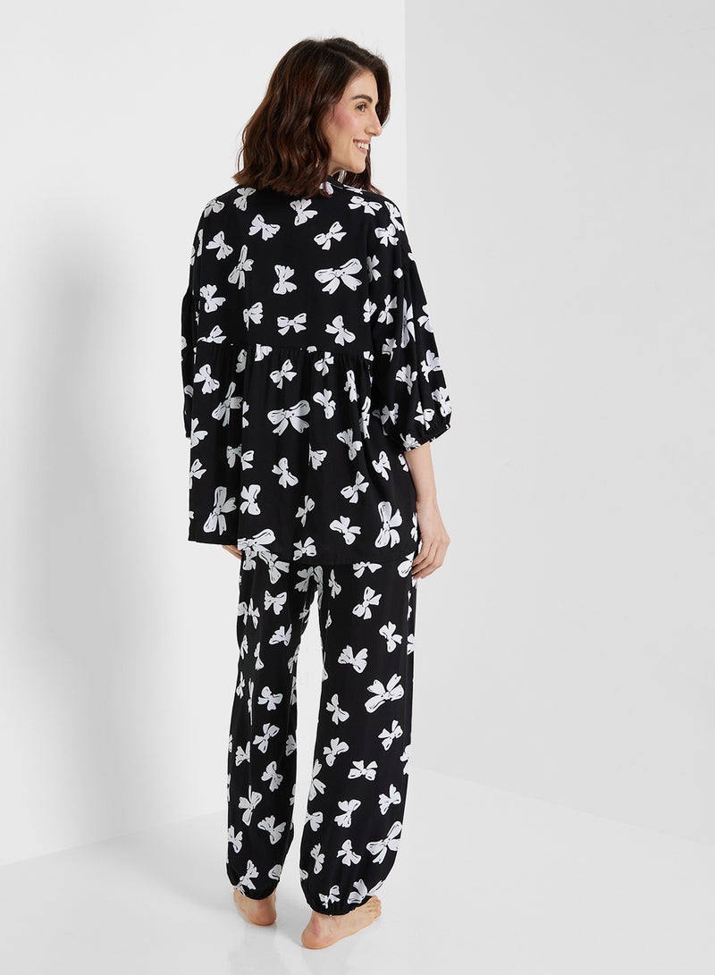 جينجر طقم بيجامة وقميص بطبعة قوس - Image 2