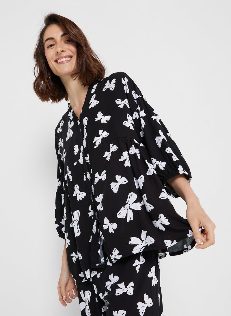 جينجر طقم بيجامة وقميص بطبعة قوس - Image 3