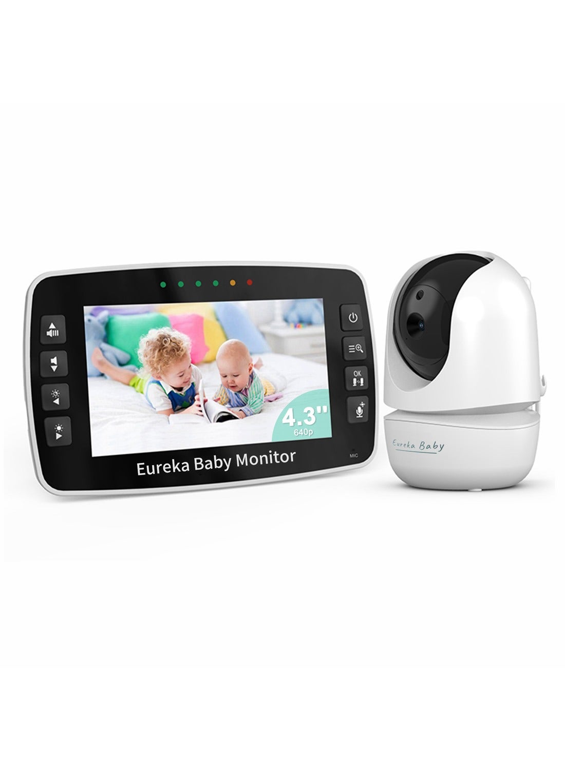 Eureka Baby 4.3" Baby Monitor, Baby Camera with Clear Night Vision, 2-Way Audio, Motion& Cry Detection, 360° PTZ,Temp Alert, Lullabies, No Wifi, 1000ft Range