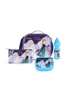 Disney FROZEN Disney Frozen 5in1 Trolley Box Set 16" - Thermal Insulation, Waterproof Nylon, Extendable Aluminum Trolley, Lunch Bag, Pencil Case, Water Bottle, and Coin Pouch.  - Image 2