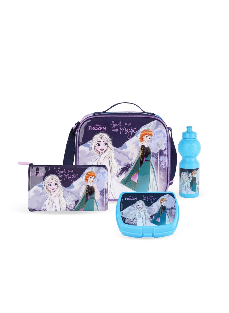 Disney FROZEN Disney Frozen 5in1 Trolley Box Set 16" - Thermal Insulation, Waterproof Nylon, Extendable Aluminum Trolley, Lunch Bag, Pencil Case, Water Bottle, and Coin Pouch. - Image 2