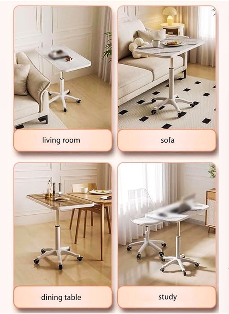 DBLEW - Liftable Standing Laptop Rolling Desk Adjustable Height Rectangle Sofa Bed Side Table Office Home Hospitals Dormitory Bedroom Living Room Study Rotating Work Station Hydraulic Mobile Podium Stand - Image 1