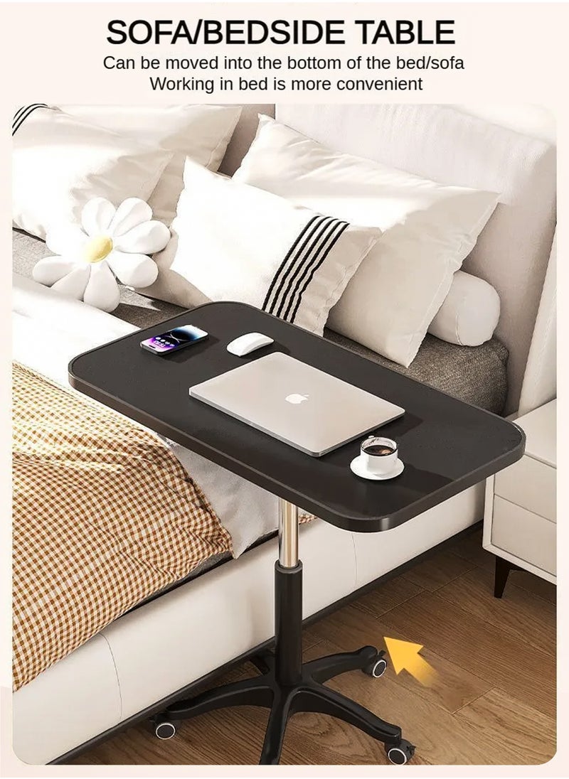 DBLEW - Liftable Standing Laptop Rolling Desk Adjustable Height Rectangle Sofa Bed Side Table Office Home Hospitals Dormitory Bedroom Living Room Study Rotating Work Station Hydraulic Mobile Podium Stand - Image 1