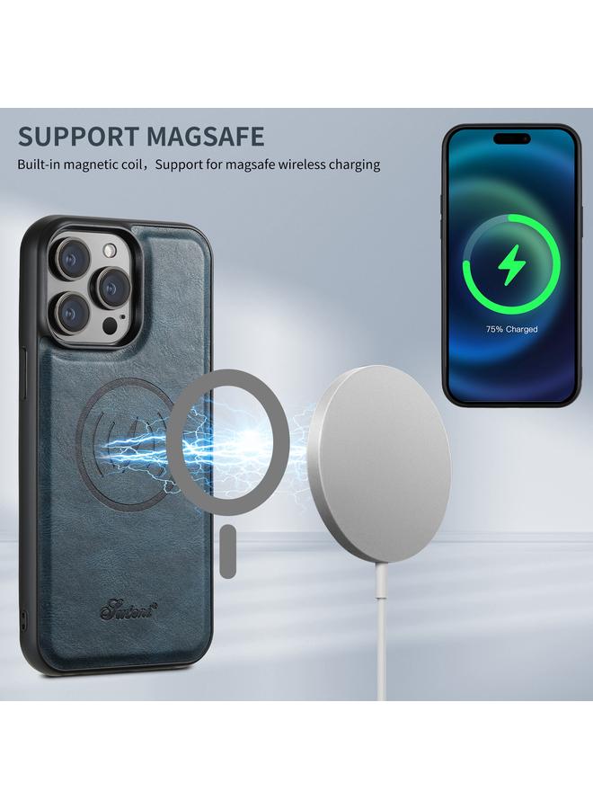 Suteni Case For iPhone 16 Pro H17 Oil Eax Leather MagSafe Detachable Wallet Phone Case - Image 3
