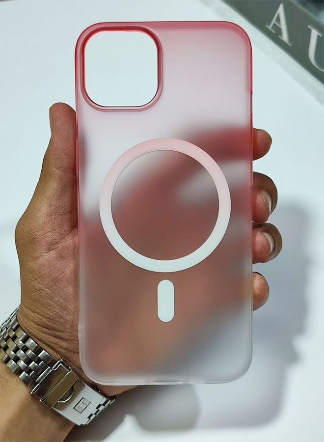 MagSafe Case for iPhone 13 / 14, Slim Semi-Transparent Case, Shockproof, Scratch and Fingerprint Resistant, Supports Magnetic Wireless Charging - Red - Image 1