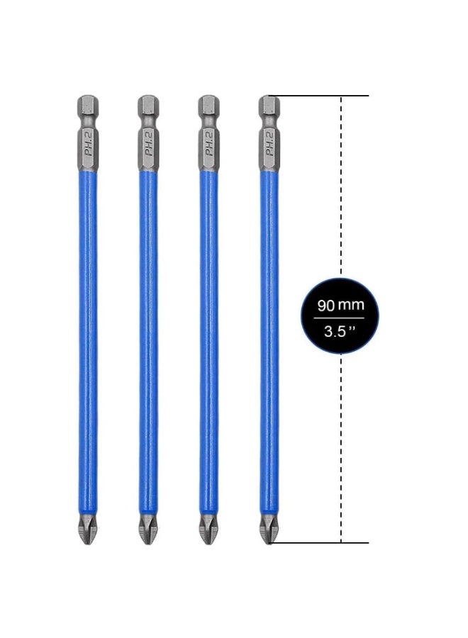 Yakumuz 10Pcs Magnetic PH2 Phillips Bits Set Yakumuz 3.5 inch Long Anti Slip #2 Bit (PH2 x 90MM) - Image 3