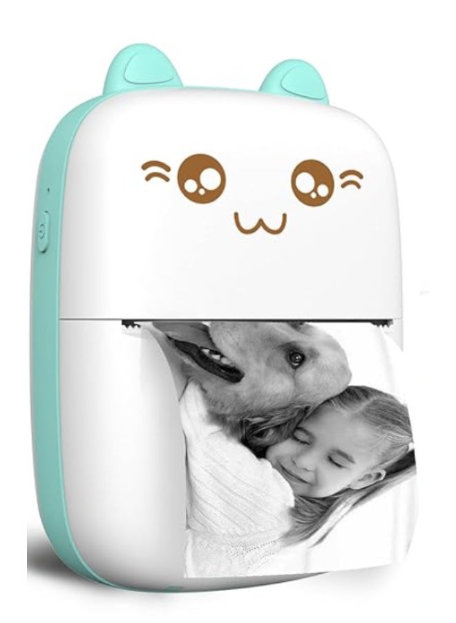 Mini Printer Portable, Inkless Sticker printer with 8 Rolls Paper, Bluetooth Wireless mini thermal printer Compatible with iOS + Android for Journal, Memo, Photo, Print Pod Gifts for Kids - Image 1