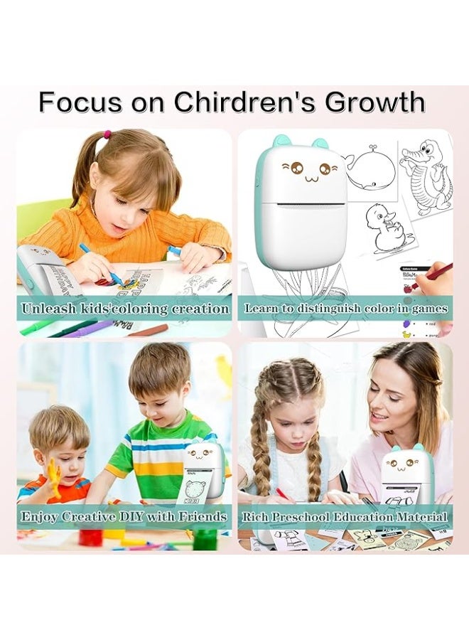 Mini Printer Portable, Inkless Sticker printer with 8 Rolls Paper, Bluetooth Wireless mini thermal printer Compatible with iOS + Android for Journal, Memo, Photo, Print Pod Gifts for Kids - Image 4