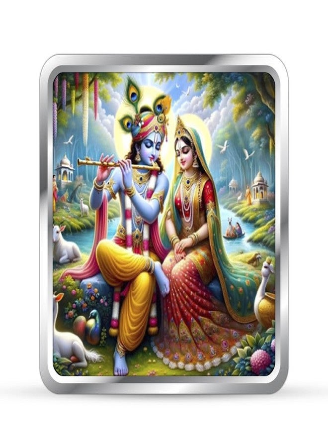 Silviya BIS Hallmarked 999 Pure Silver Radhey Krishna Coin (20g) Square Shape - Divine Couple - Spiritual Gift - Home Blessing - With Certificate of Authenticity - Image 2