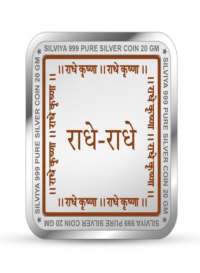 Silviya BIS Hallmarked 999 Pure Silver Radhey Krishna Coin (20g) Square Shape - Divine Couple - Spiritual Gift - Home Blessing - With Certificate of Authenticity - Image 3
