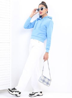 Ketch Cropped Solid Hooded Sweatshirt by Styli  - Image 2