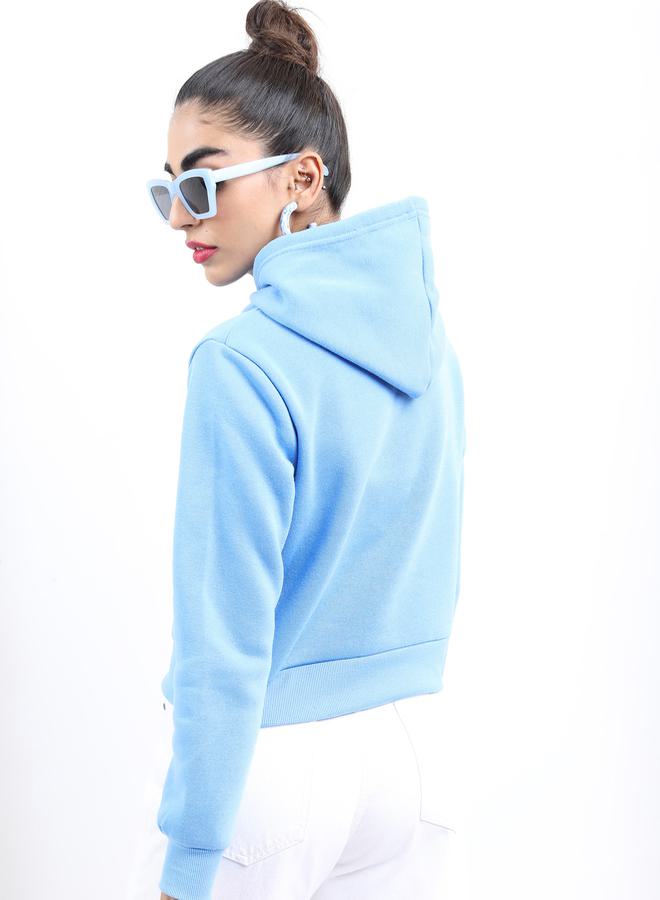 Ketch Cropped Solid Hooded Sweatshirt - Image 3