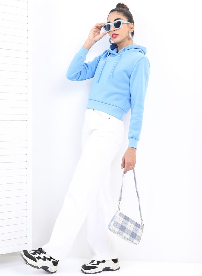 Ketch Cropped Solid Hooded Sweatshirt - Image 2