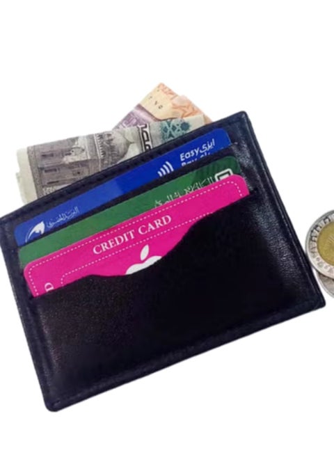 حامل كروت وبطاقات جلد طبيعي بجيوب أمامية وخلفية