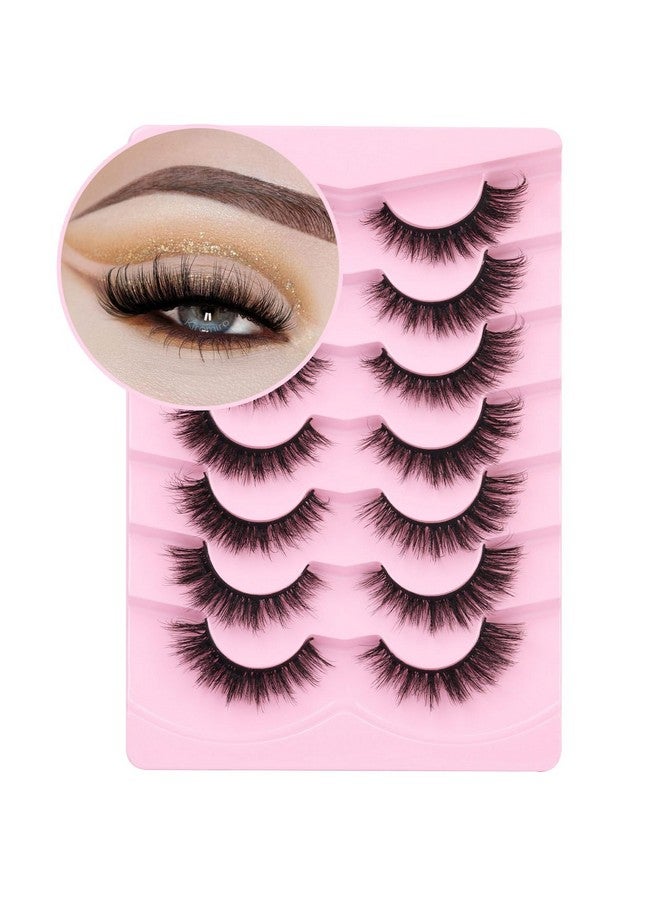 Kiromiro Fluffy Lashes False Eyelashes Cat Eye Faux Mink Lashes Fluffy Wispy Strip Lashes 6D Volume Fake Lashes Natural Look Eye Lashes Pack 7 Pairs - Image 1