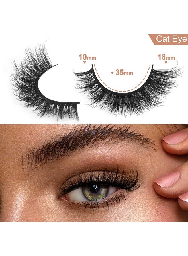Kiromiro Fluffy Lashes False Eyelashes Cat Eye Faux Mink Lashes Fluffy Wispy Strip Lashes 6D Volume Fake Lashes Natural Look Eye Lashes Pack 7 Pairs - Image 3