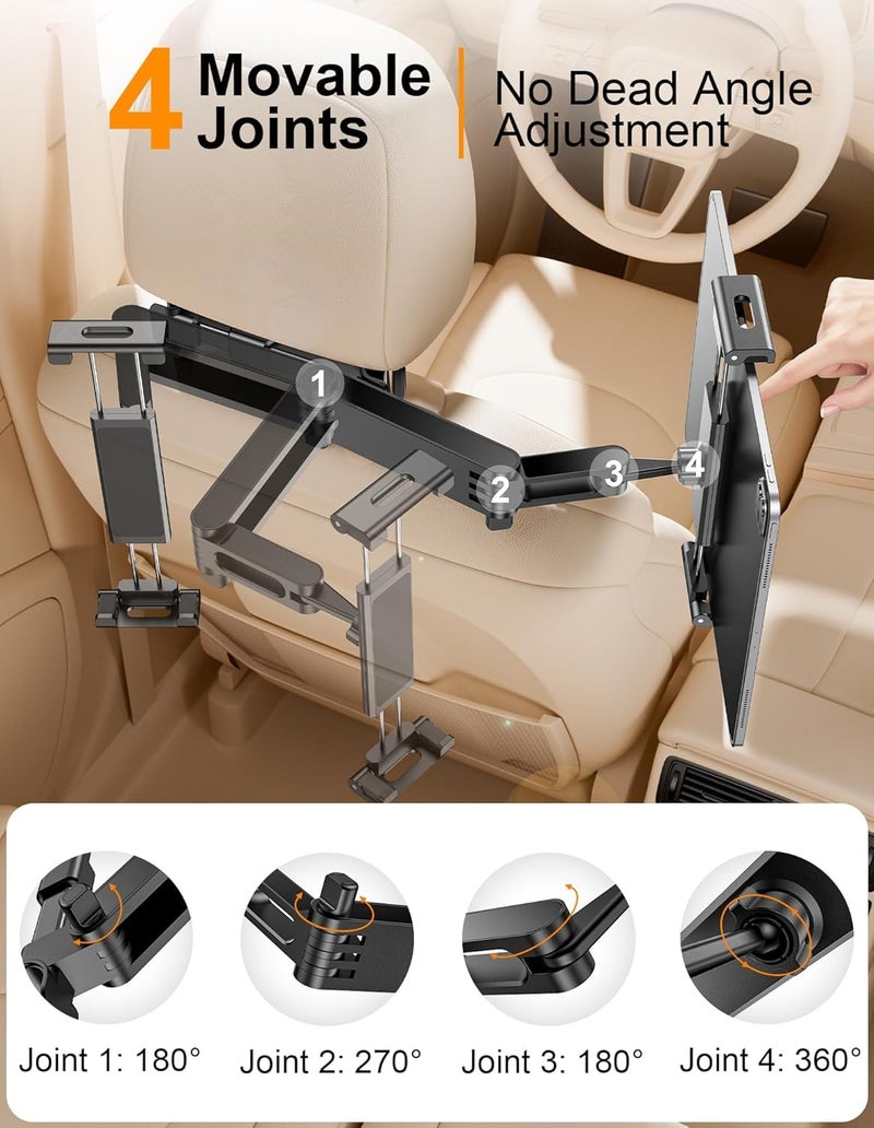 LMADFLY 360Â° Rotating Car Headrest Mount - iPad Holder for Car, Compatible with 5.5-18.4" iPad/iPhone/Samsung Tablets - Adjustable Stand for Backseat Entertainment on Long Drives & Travel - Image 5