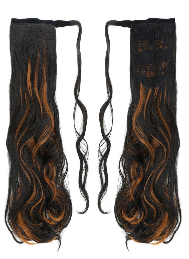 Rapidsflow® Curly Wrape Around Ponytail Hair Extensions (Women And Girls) (Golden Highlight) 160 gram pack of 1pc - Image 1