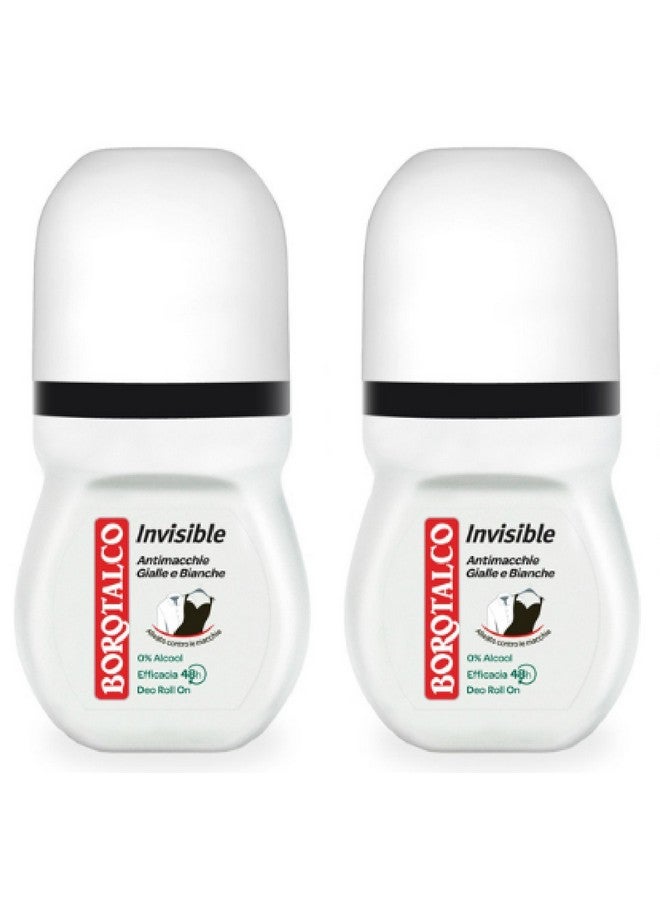 Borotalco Borotalco:"Invisible" Anti-Stain Deodorant 1.69 Fluid Ounces (50ml) Deo Roll On (Pack of 2) [ Italian Import ]  - Image 1