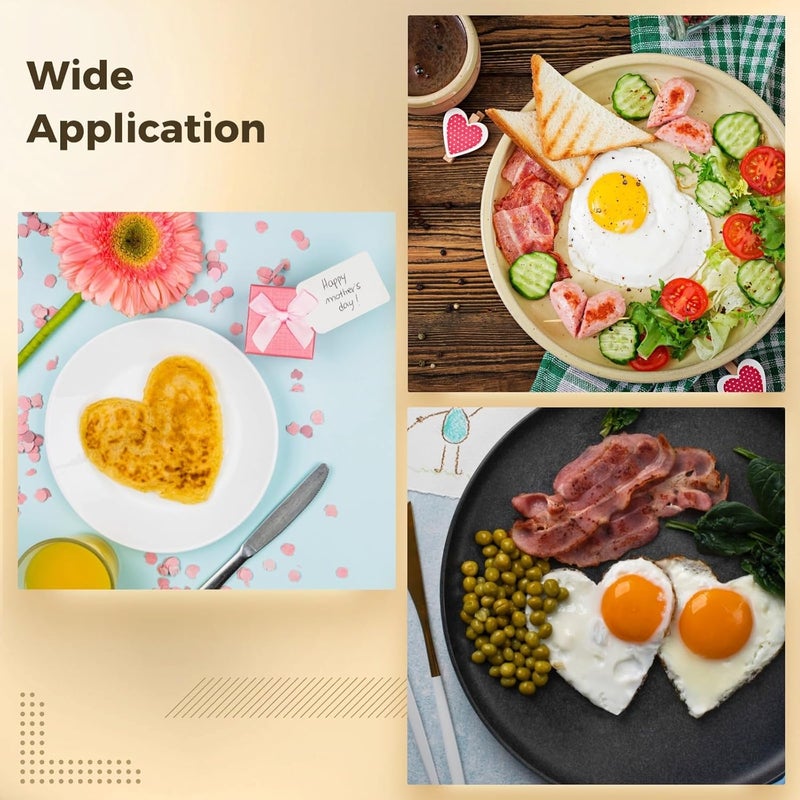 Aluminum Heart Shaped Egg Pan, 4-Cup Breakfast Skillet, Nonstick Omelette Maker With Faux Wood Handle, Compatible With Electric Gas Induction Stoves, Fast Heating & Easy Cleaning - Image 3