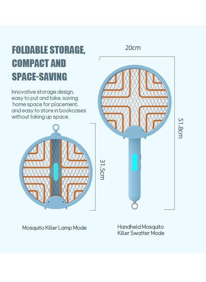 Beyond Electric Bug Zapper, 180° Folding 2 in 1 Smart Fly Swatter with Light, 3000V Detachable Dual Modes Fly Zapper, Powerful Mosquitoes Trap Lamp & Fly Killer Swatter (Blue)  - Image 2