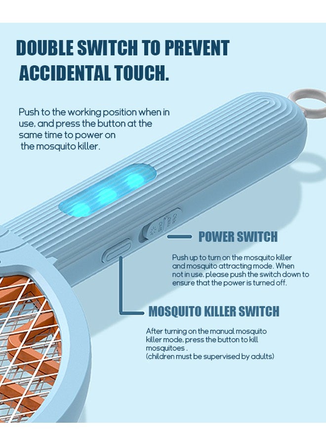 Beyond Electric Bug Zapper, 180° Folding 2 in 1 Smart Fly Swatter with Light, 3000V Detachable Dual Modes Fly Zapper, Powerful Mosquitoes Trap Lamp & Fly Killer Swatter (Blue)  - Image 3