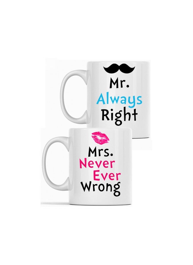 SHOP NEW ARRIVALS - "Celebrating Witty Dynamics: A Humorous 'Mr. Always Right and Mrs. Never Ever Wrong' Mug Set for Couples Who Embrace Their Unique Relationship" - Image 1