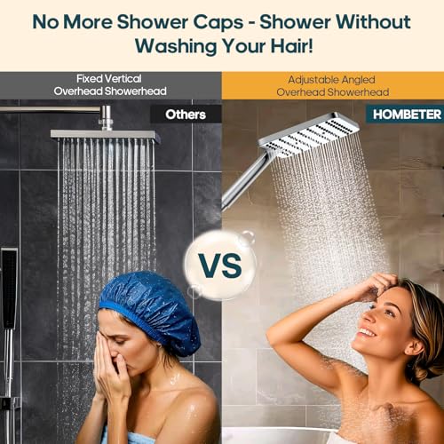 Hombeter Shower Heads with Handheld Spray Combo, 10 Inch High Pressure Rain/Rainfall Shower Head, Height Adjustable Dual 2 in 1 Shower Head System with Stainless Steel Hose - Image 5