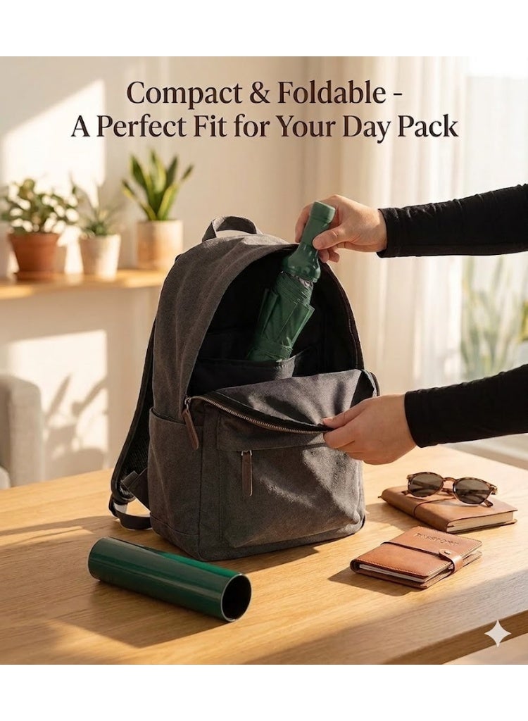 Compact Travel Umbrella with UV Protection and Rain Shield – Double Layer Foldable Automatic Open Windproof Lightweight Umbrella 98cm with Bottle-Shaped Storage Case for Daily Travel and Outdoor Use - Image 4