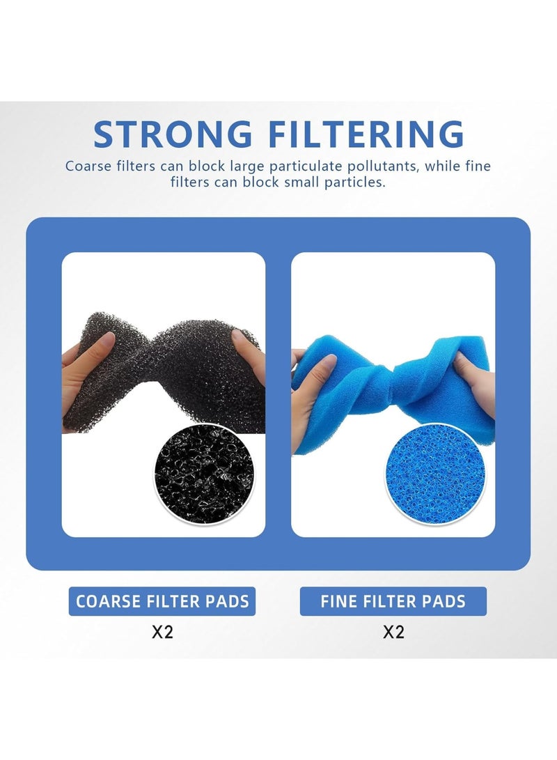Pond Filter Pads, 2 Sets Replacement Sponge Filters for Outdoor Fish Ponds, Coarse and Fine Filter Media Compatible with 52231 52229 Filter Box, Efficient Debris Removal and Water Clarity - Image 4