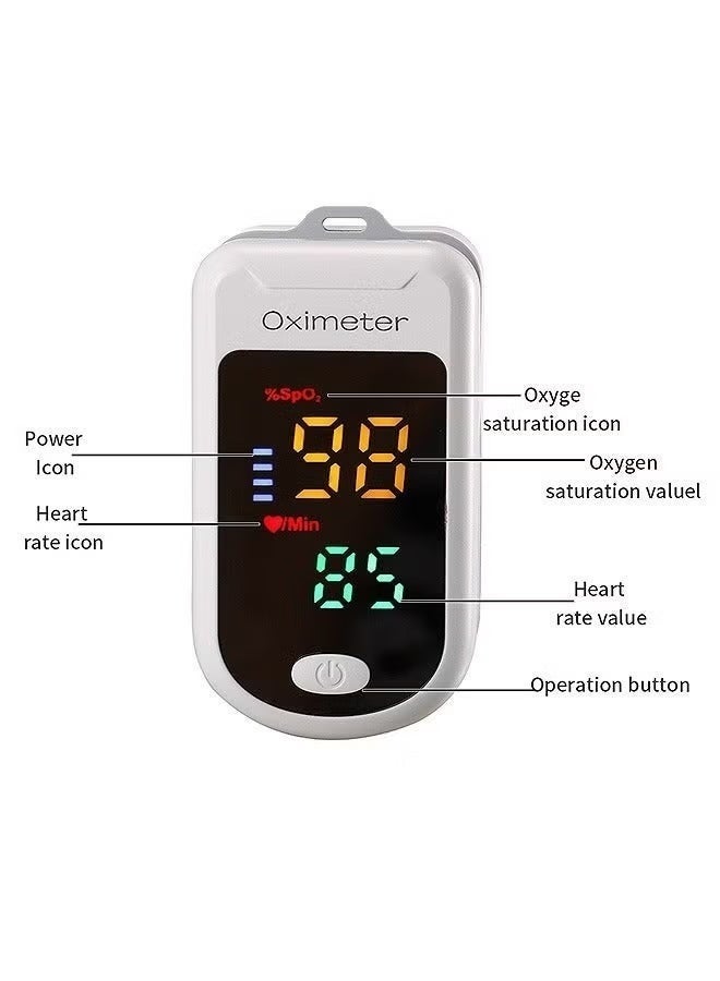 Oximeter مقياس التأكسج النبضي، جهاز محمول لمراقبة تشبع الأكسجين مع شاشة LED - جهاز مراقبة معدل ضربات القلب للرياضة والمنزل - Image 3
