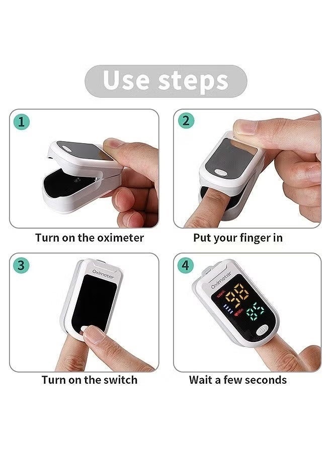 Oximeter مقياس التأكسج النبضي، جهاز محمول لمراقبة تشبع الأكسجين مع شاشة LED - جهاز مراقبة معدل ضربات القلب للرياضة والمنزل - Image 4