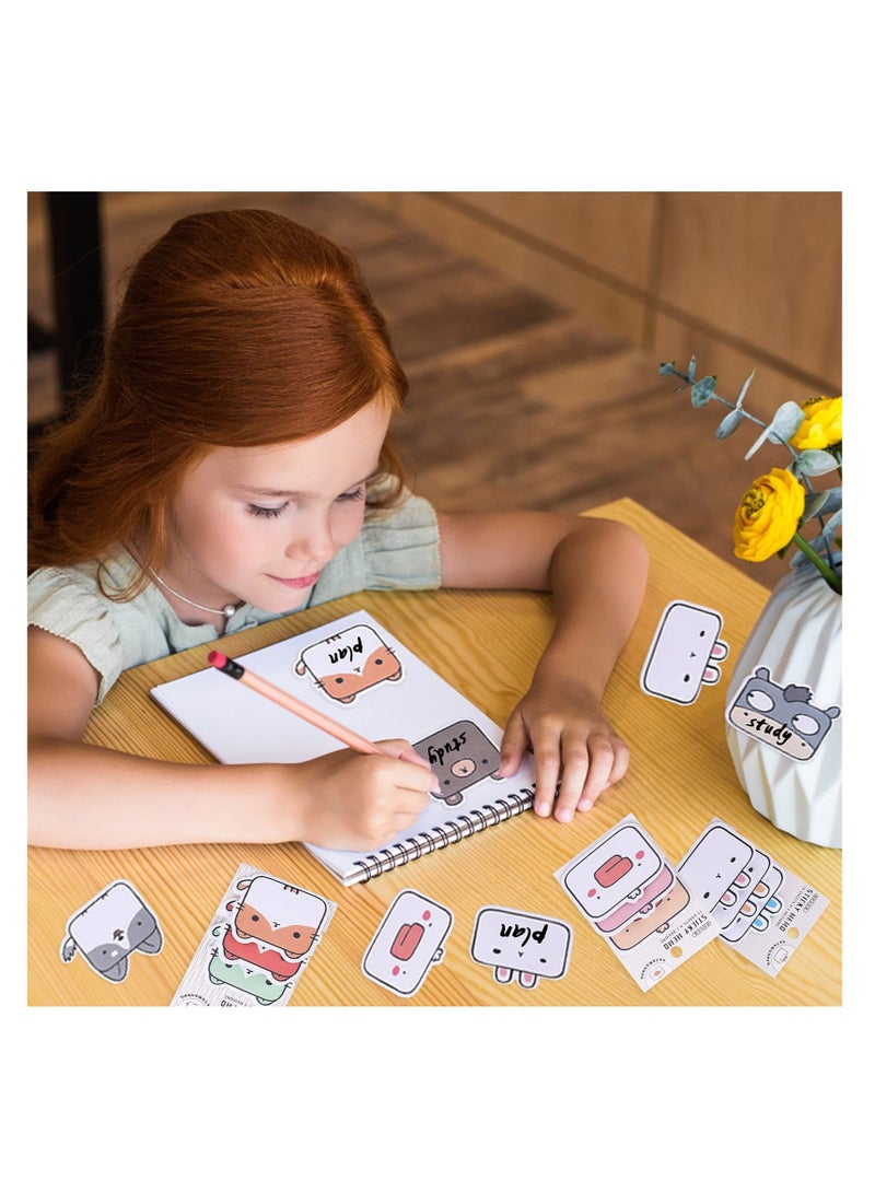 Excefore Sticky Notes, 6 Pcs Cartoon Animals Self-Stick Notes, Self-Adhesive Memo Pads, for Students Home Office Bookmarks and Index Tab Supplies - Image 2