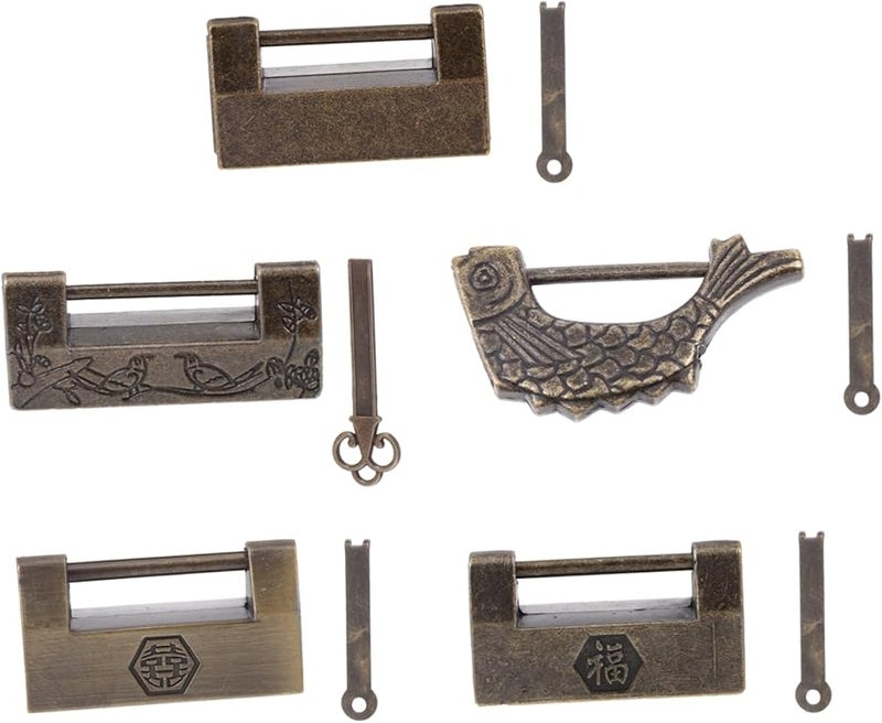 Antique Padlocks And Keys Set Of 5 For Vintage Box Cabinets Jewelry Collectibles - Image 2