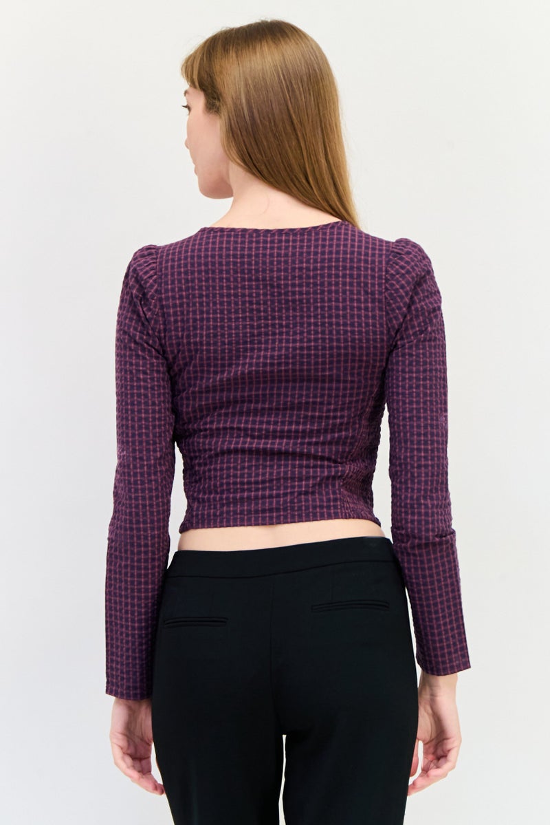 Levi's Women Tie Neck Textured Long Sleeves Blouse, Multicolor  - Image 3