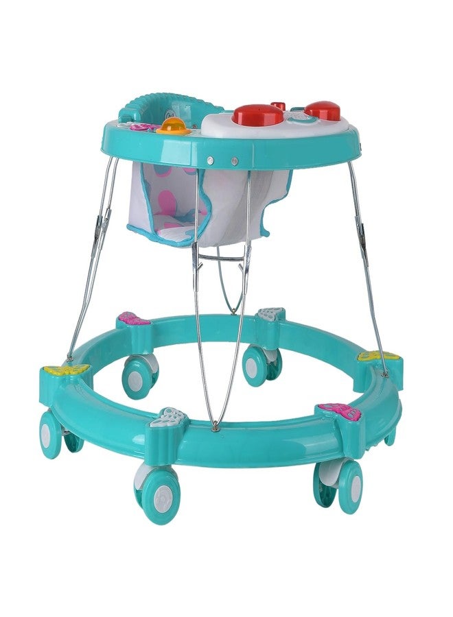 Maanit Walker with Foldable,Cushion Seat | Activity Walker for Baby with Musical Toy Bar | Walker Boys and Girls (Green) - Image 1