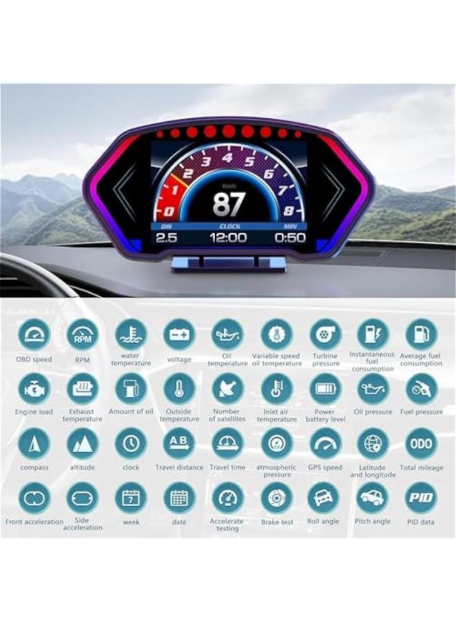 أنكوفو P3 شاشة عرض رأسية للسيارات مع واجهة OBD2 عداد سرعة رقمي OBDII مع سرعة السيارة MPH جهاز اختبار درجة حرارة الزيت الارتفاع لمعظم المركبات بعد 2008 - Image 3