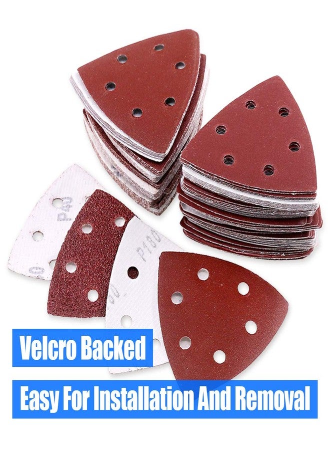 غلاركس مجموعة جلاركس 100 قطعة من ورق الصنفرة المثلثي مقاس 90 مم / 3.5 بوصة، ورق الصنفرة بخطاف وحلقة متنوعة من حبيبات 40/60/80/120/180/240/400/600/800/1000 لصنفرة مدارية عشوائية (6 فتحات) - Image 5