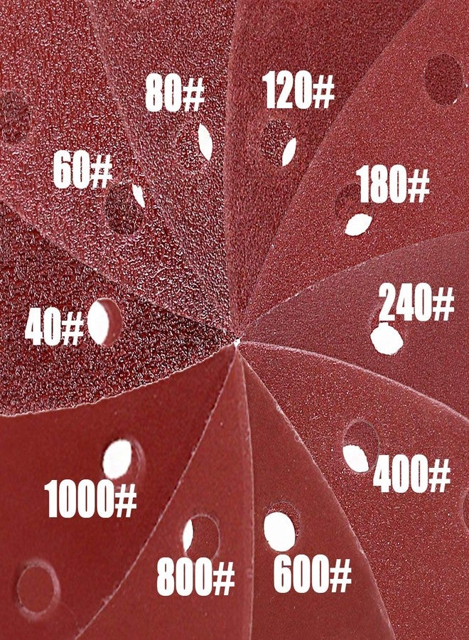 غلاركس مجموعة جلاركس 100 قطعة من ورق الصنفرة المثلثي مقاس 90 مم / 3.5 بوصة، ورق الصنفرة بخطاف وحلقة متنوعة من حبيبات 40/60/80/120/180/240/400/600/800/1000 لصنفرة مدارية عشوائية (6 فتحات) - Image 3