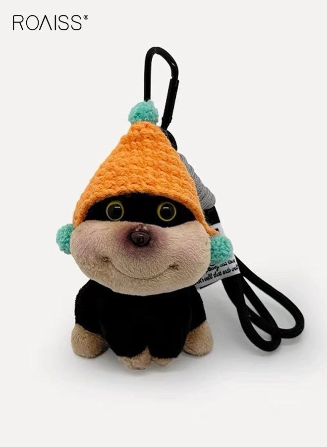 roaiss Hat Bee Dog Backpack Plush Doll Charm Bag Charm Bag Charm Couple Funny Small Lightweight Keychain Doll Cute Keychain Suitable for Travel and Anti-Loss - Image 1