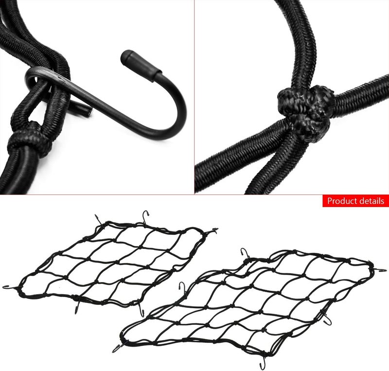 HOAOH 2 Pack Motorcycle Cargo Net Elastic Heavy Duty Luggage Net 40cm x 40cm Helmet Net for Moto and Bike - Image 4