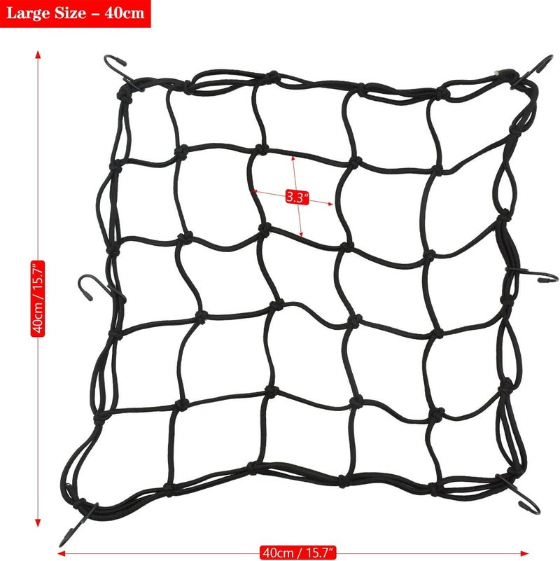 HOAOH 2 Pack Motorcycle Cargo Net Elastic Heavy Duty Luggage Net 40cm x 40cm Helmet Net for Moto and Bike - Image 5