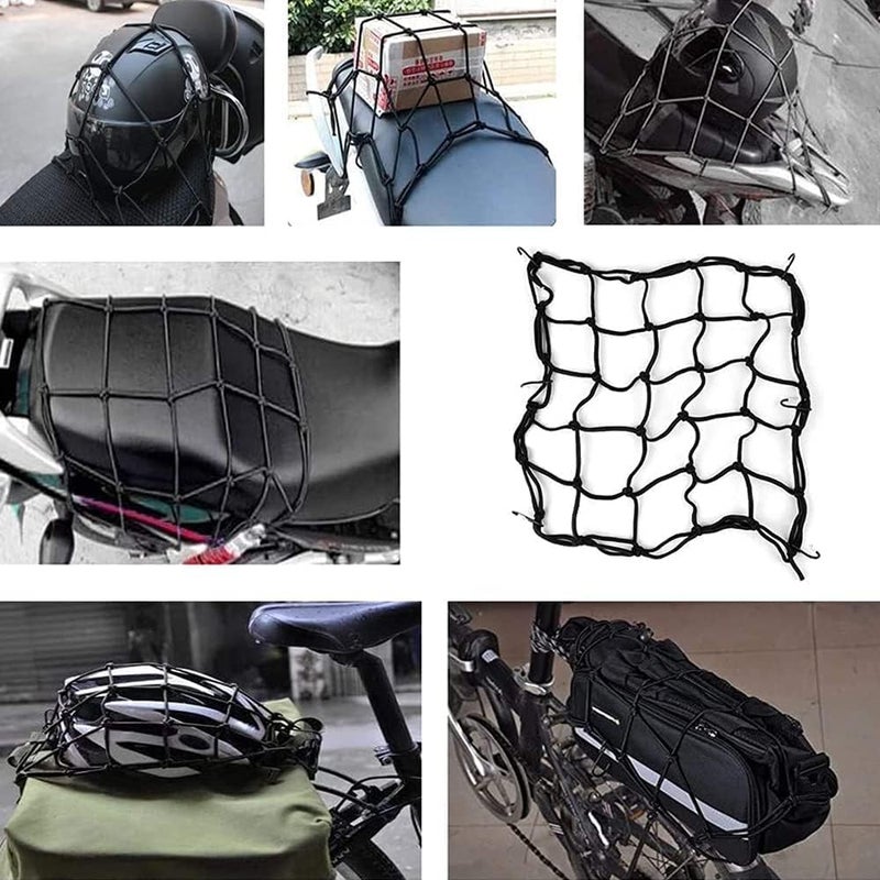 HOAOH 2 Pack Motorcycle Cargo Net Elastic Heavy Duty Luggage Net 40cm x 40cm Helmet Net for Moto and Bike - Image 2