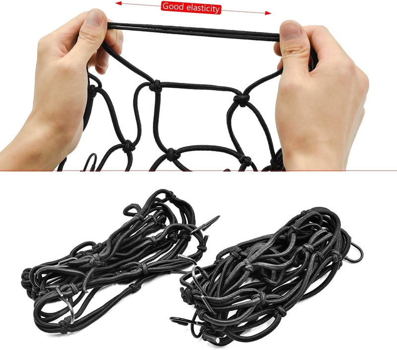 HOAOH 2 Pack Motorcycle Cargo Net Elastic Heavy Duty Luggage Net 40cm x 40cm Helmet Net for Moto and Bike - Image 3
